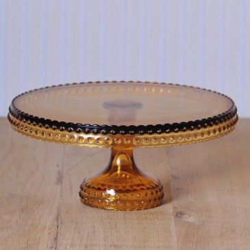 Hobnail Cake Stand in Amber Large