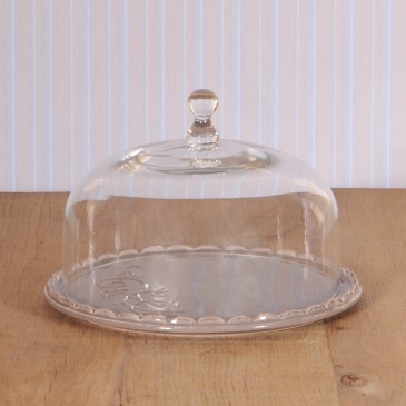 Virginia Casa Linea Volute, Kuchenplatte mit Glashaube, klein in Grau