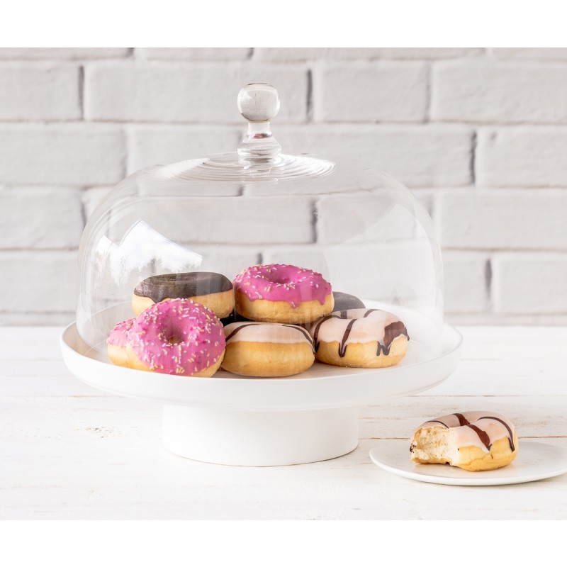 Tortenplatte Puro Medium in Weiß Matt mit Glashaube Cake Stands bei Home of Cake