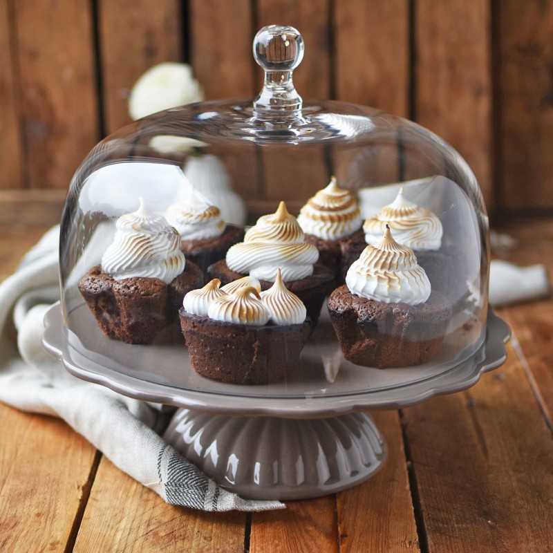 Ib Laursen Tortenplatte Mynte in Milky Brown mit Glashaube Cake Stands bei Home of Cake