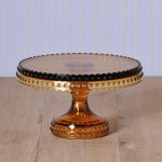 Hobnail Cake Stand in Amber Medium