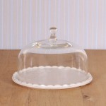 Virginia Casa Linea Volute, Kuchenplatte mit Glashaube, klein in Weiß